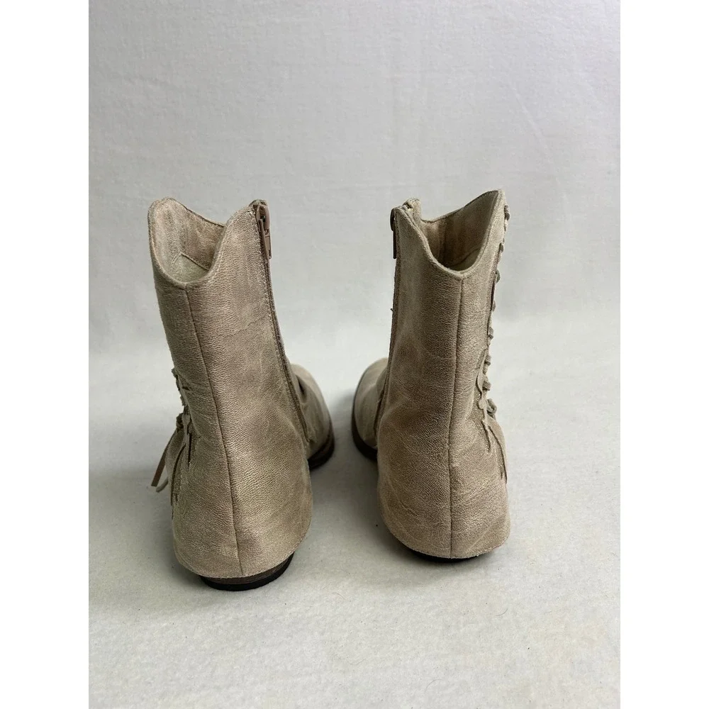 Boho Western‎ Very G Womens 6 Taupe Glitter Fringe Slouchy Ankle Boots VGLB0386